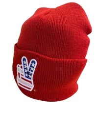 Vincistar American Flag Victory Beanie - Red