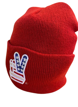 Vincistar American Flag Victory Beanie - Red