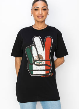 Vincistar Women's Mexican Flag T-Shirt - Black