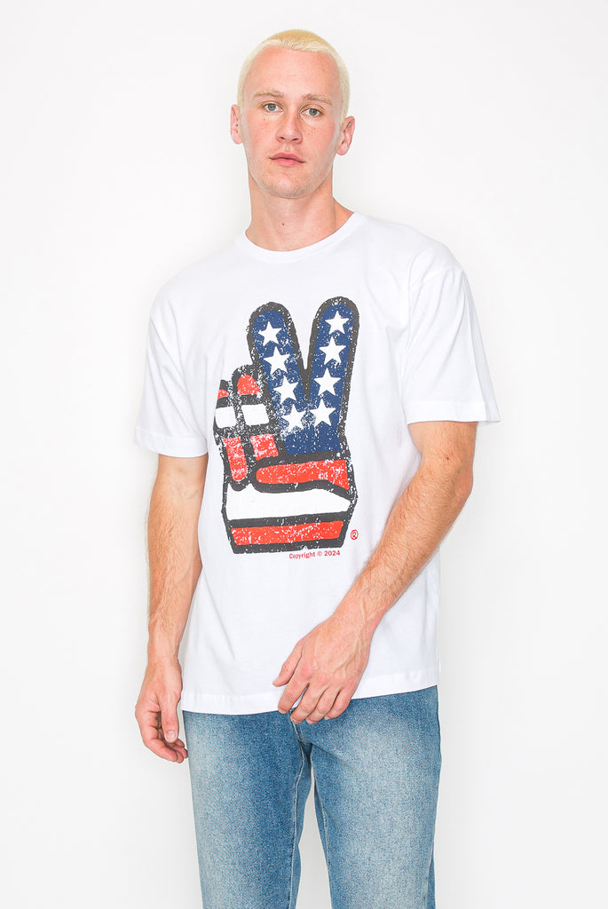 Vincistar Men's American Flag T-Shirt - White