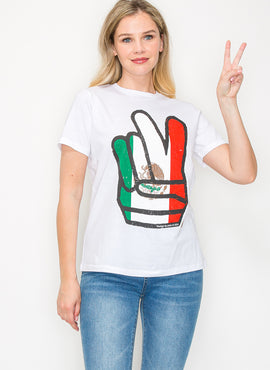 Vincistar Women's Mexican Flag T-Shirt - White